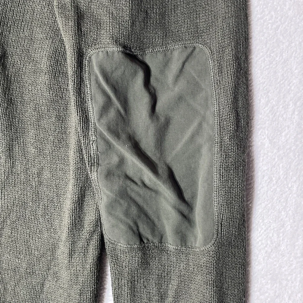 Duluth Trading Co Sweater Mens Size XLT Tall Green Cotton Wool Elbow Patches